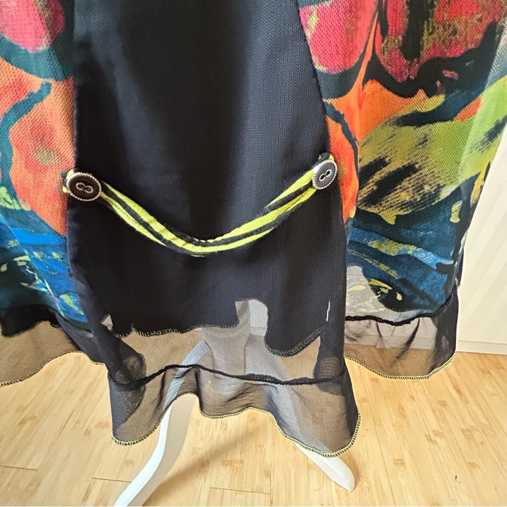 Jane & John black blue orange green abstract lined comfortable dress Size M - Picture 4 of 9